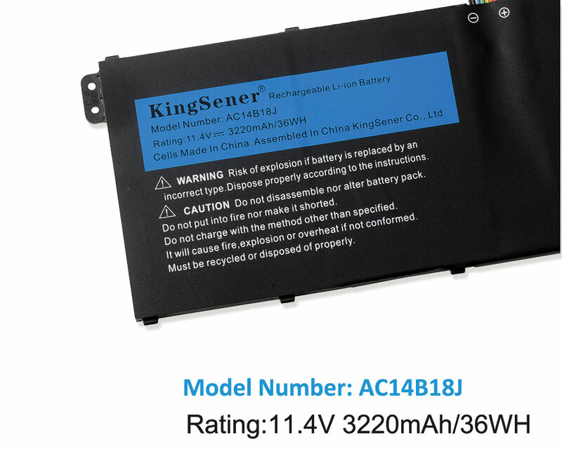 KingSener AC14B18J AC14B13J 노트북 배터리 Acer Aspire E3-111 E3-112 E3-112M MS2394 ES1-531 EX2519 N15Q3 N15W4 11.4V