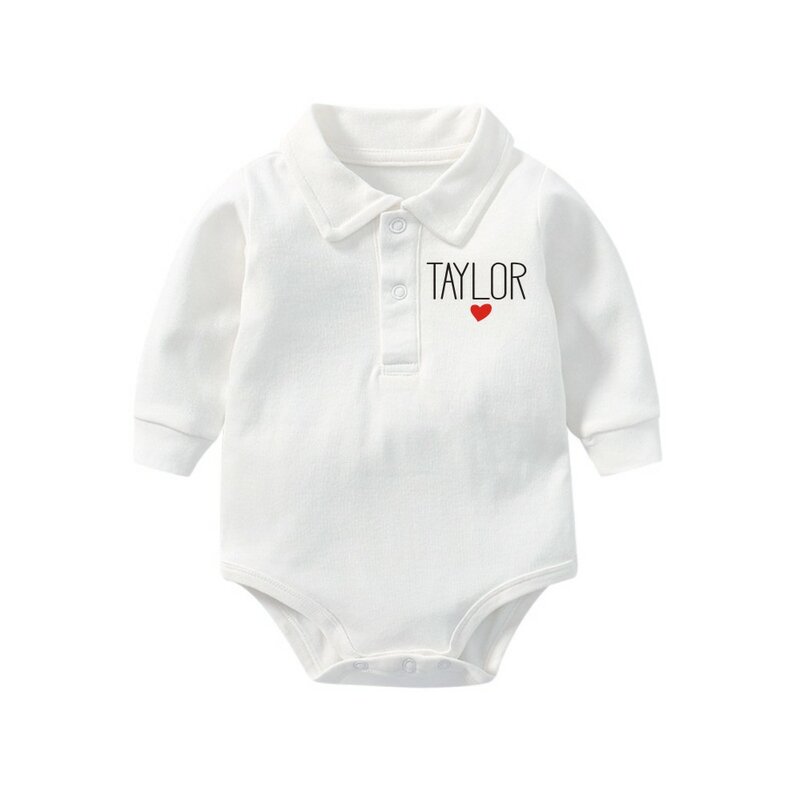 Kustom Nama Bayi Bodysuit dengan Lengan Panjang Personalized Nama Pakaian Bayi Baru Lahir Pakaian Pulang Hadiah Baby Shower Bodysuit