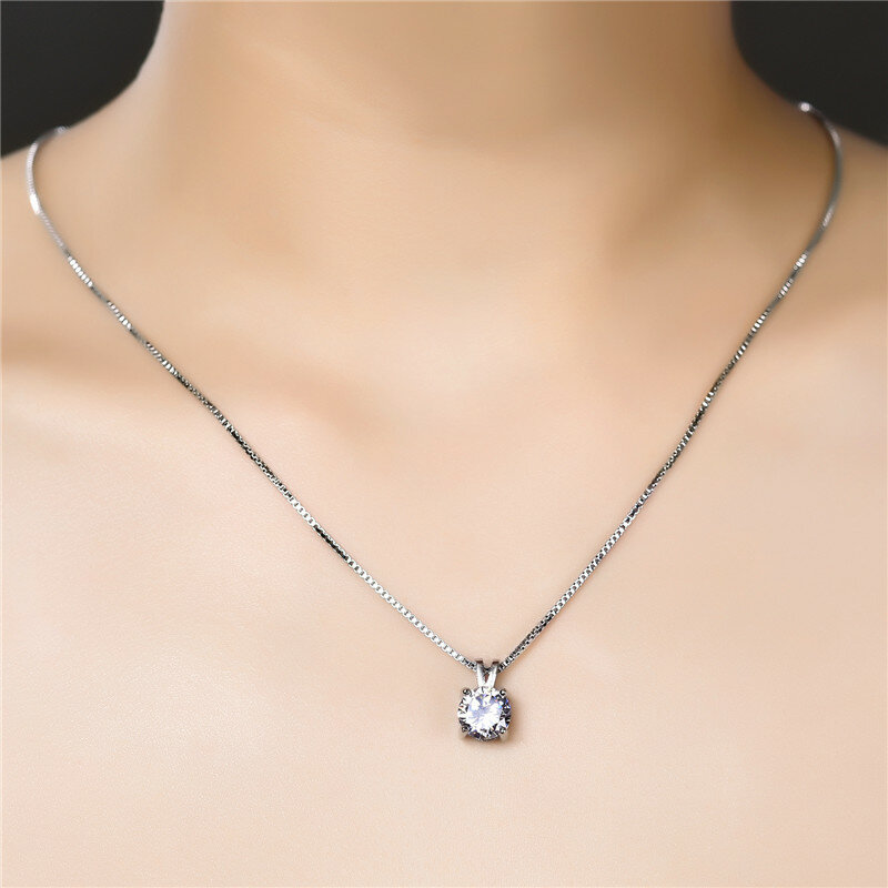 YANHUI солитер 8 мм 2 карата кулон ожерелье твердый серебряный цвет чокер эффектные ожерелья женские подарки ювелирные изделия