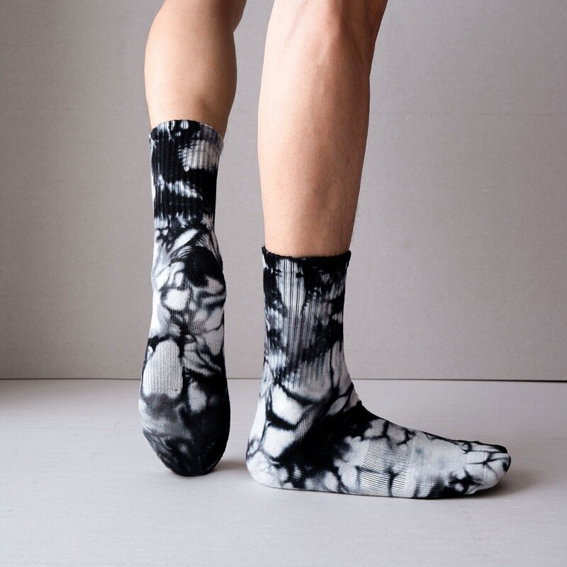 2021 New Products for Autumn and Winter, High Quality Thick Tie-dye Middle Tube Socks, Towel Bottom Cotton Outdoor Sports Socks