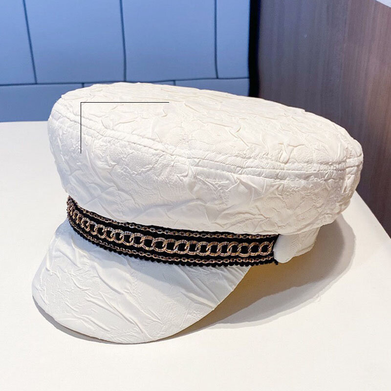 Gorra plana octogonal para mujer, sombrero de algodón de moda para primavera y verano, Boina Retro, gorras militares de dos colores
