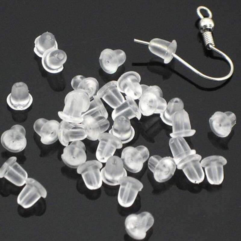 50pcs/100pcs Rubber Silicone Earring Clasp Transparent Ear Nut Plugging Earrings Backs Hooks DIY Jewelry Findings Accessories