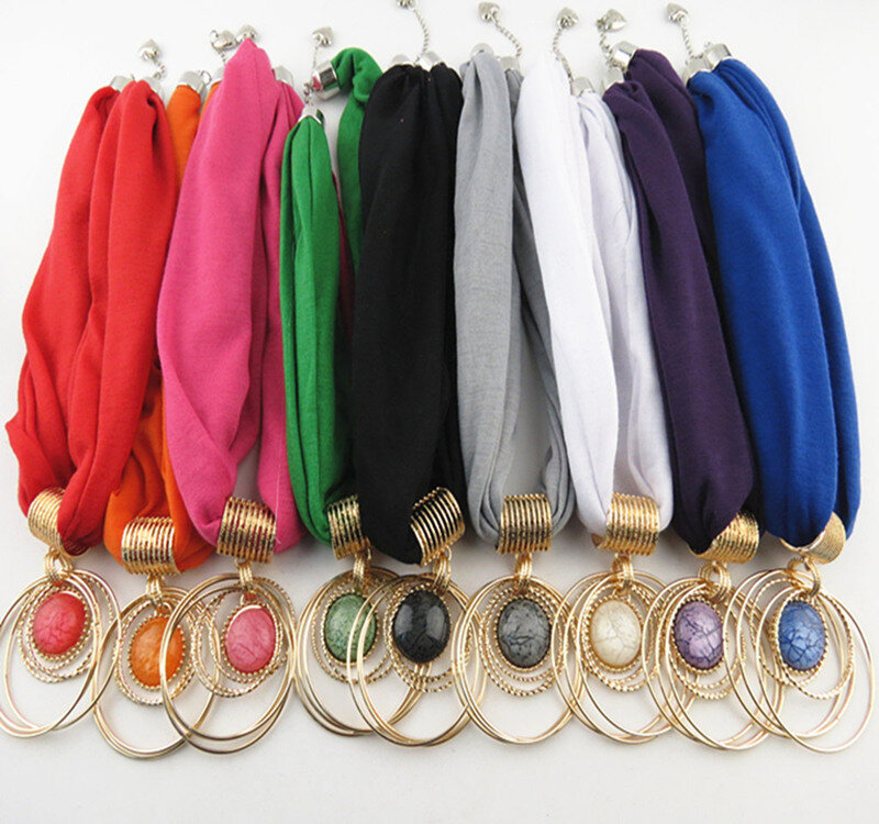 Collar con colgante clásico para mujer, fabricación de bufanda de anillo Diy, tamaño de 60cm x 40cm, accesorios de bufandas simples sólidas, venta al por mayor