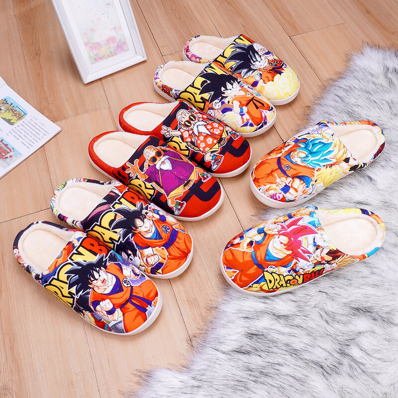 Slippers for Women Men Kids Dragon Ball Z super Japanese anime naruto shippuden house home slides indoor fluffy flip flops boys