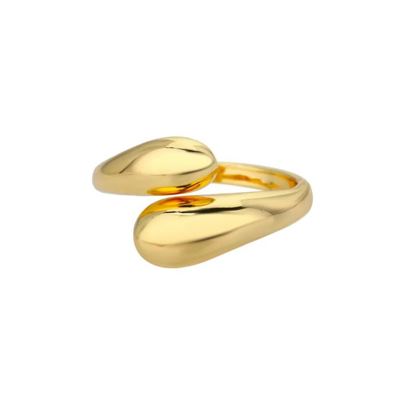 Cincin pasangan besi tahan karat halus Double Ball Beads cincin terbuka wanita warna emas geometris hadiah perhiasan estetika cincin pasangan