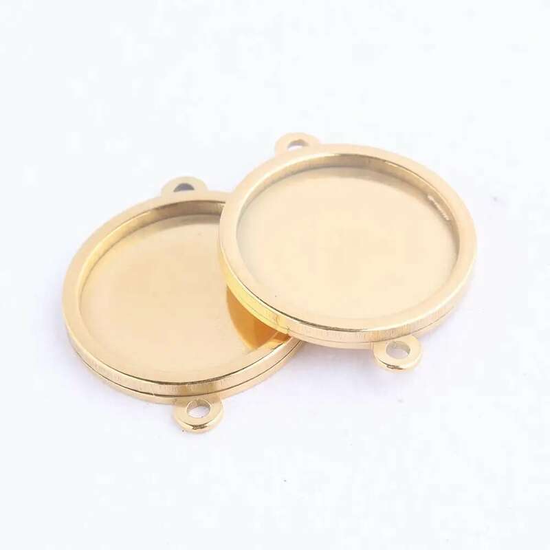 Conector de cabujón chapado en oro para fabricación de joyas, bandejas de ajuste de base, bricolaje, pulsera, collar, bisel, espacios en blanco, 16mm, 18mm, 20mm, 10 piezas