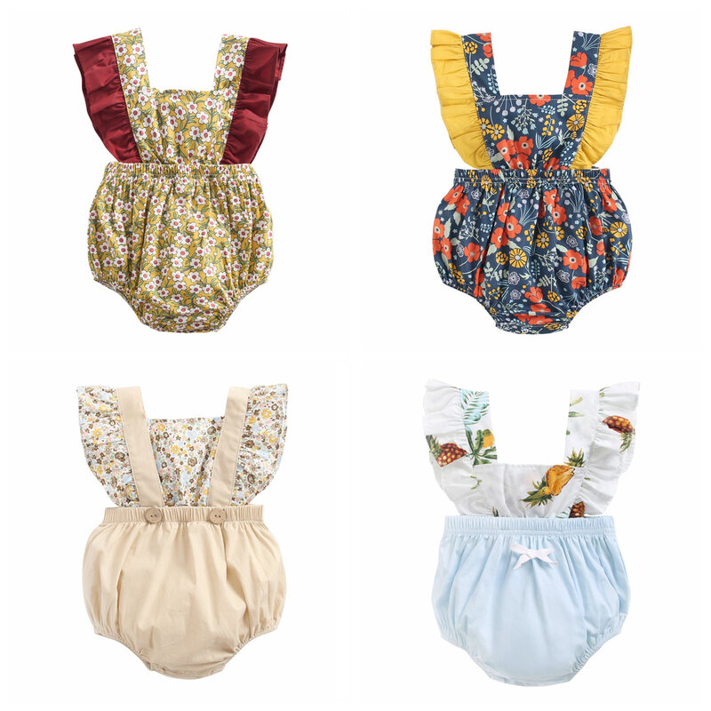 Sanlutoz – barboteuse d'été en coton pour bébés filles, vêtements de princesse pour nouveau-nés, jolies fleurs