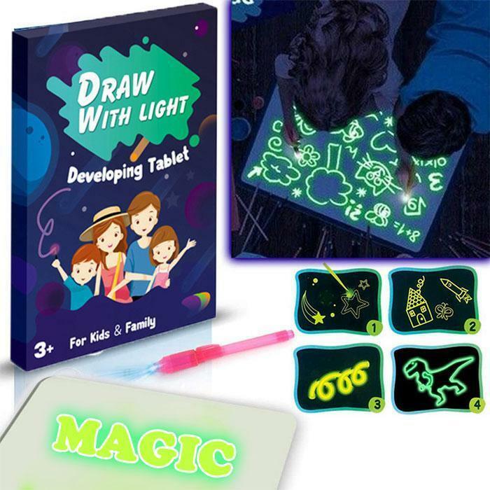 Kid Light Drawing Pad Doodle Board Painting Wonder Tablet luminescente Glow fluorescente Writing Educational Learning Toy 3 anni