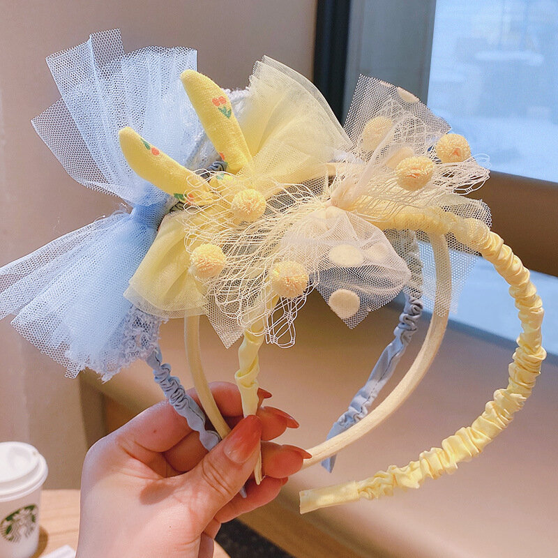 Versione coreana del filato netto per bambini papillon fascia accessori per capelli principessa fascia per capelli GirlsHairpin accessori per la testa BabyCute