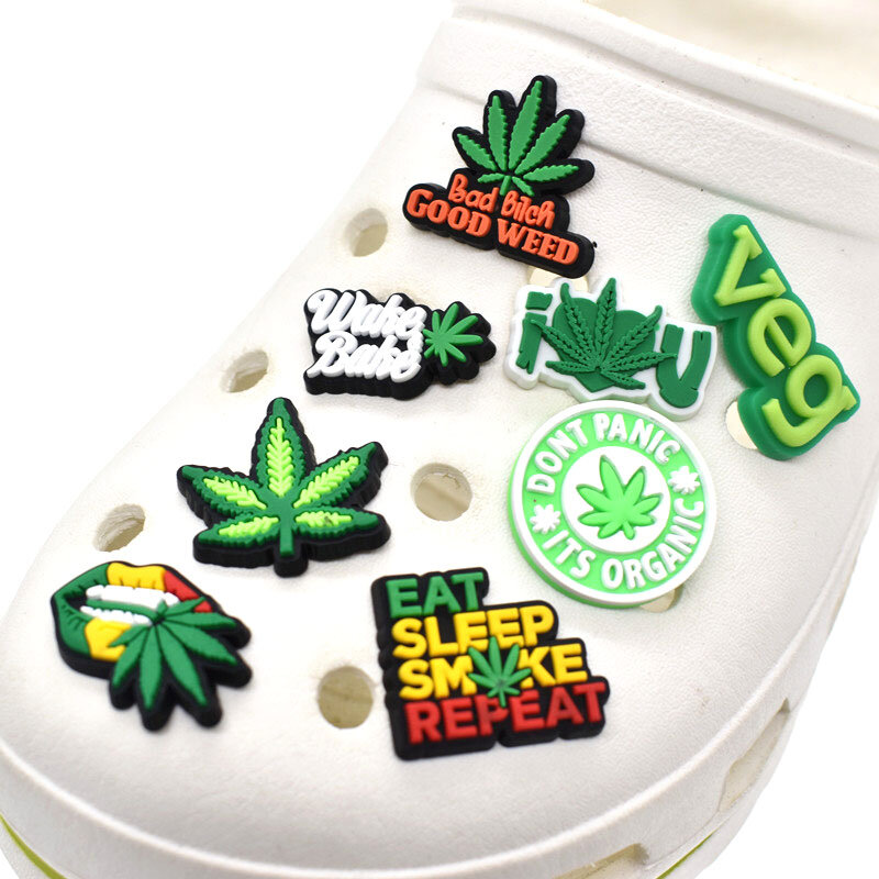 weed leaves 1pcs Shoe Decoration Buckle Charms JIBZ DIY serious combiation for croc Bracelets birthday kids friends Gifts