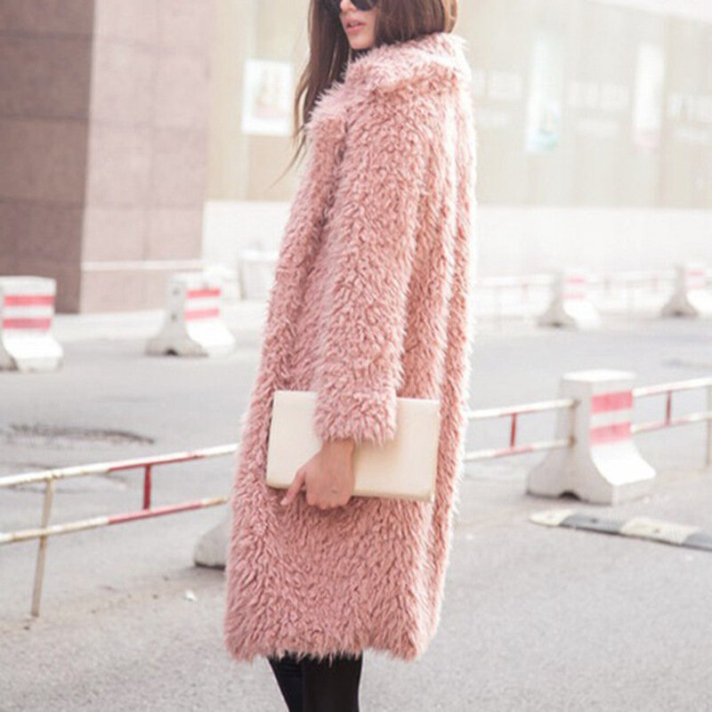 Nuovo stile di strada vendita calda autunno inverno cappotto di lana di colore puro europeo e americano cappotto di lana di media lunghezza in pile bavero da donna