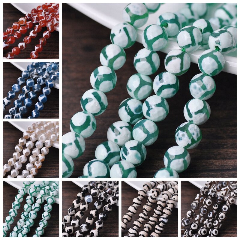 Lot de Perles Rondes à Facettes de 8mm, 45 Pièces, Agate Combinée, pour Bricolage, Bijoux de Direction, Artisanat