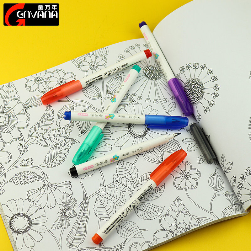 Caneta de caligrafia genvana com 6 cores, jogo de caneta de beleza e pequeno