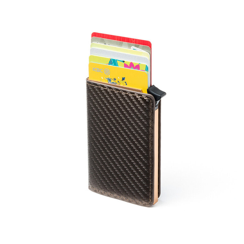 Porte-cartes en Fiber de carbone pour hommes, portefeuille de protection RFID, étui mince pour cartes de crédit avec compartiment à billets