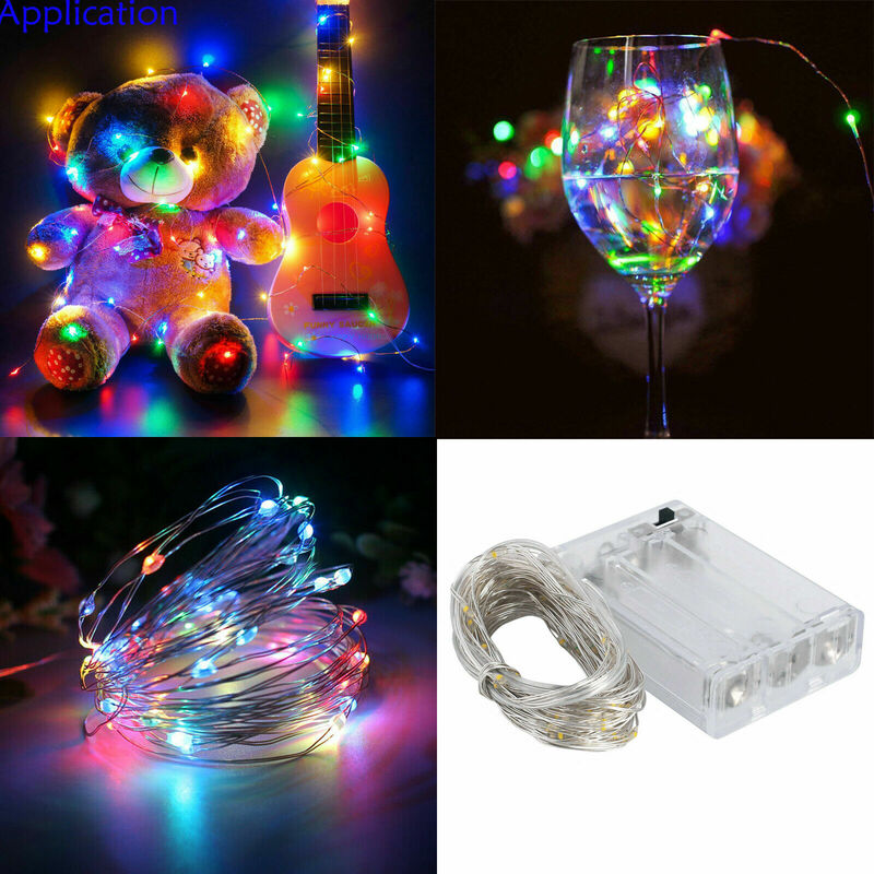 1m 10leds LED String 2m 20leds Fairy Lights Silver Wire Christmas Garlands Valentines Wedding Indoor Holiday Party Decoration