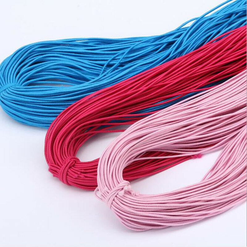Corda elástica de borracha redonda, faixa elástica colorida de alta elasticidade de 1mm, acessórios de costura de joias 9 jardas