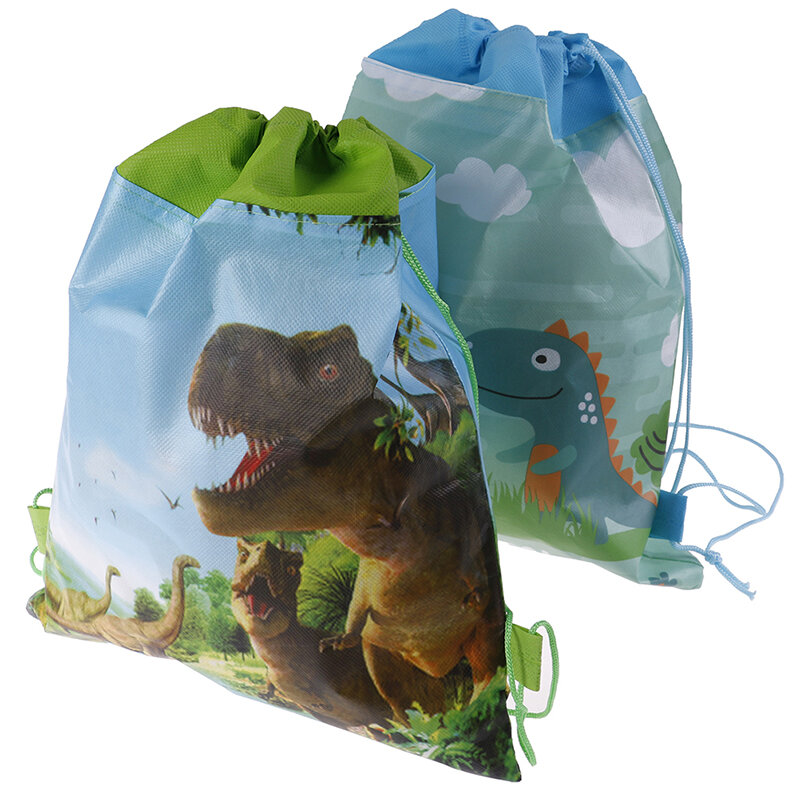 حقيبة حفلات أعياد الميلاد للأولاد ، حقيبة هدايا من القماش غير المنسوج مع طباعة كرتونية على شكل ديناصور لحفلة ما قبل الولادة