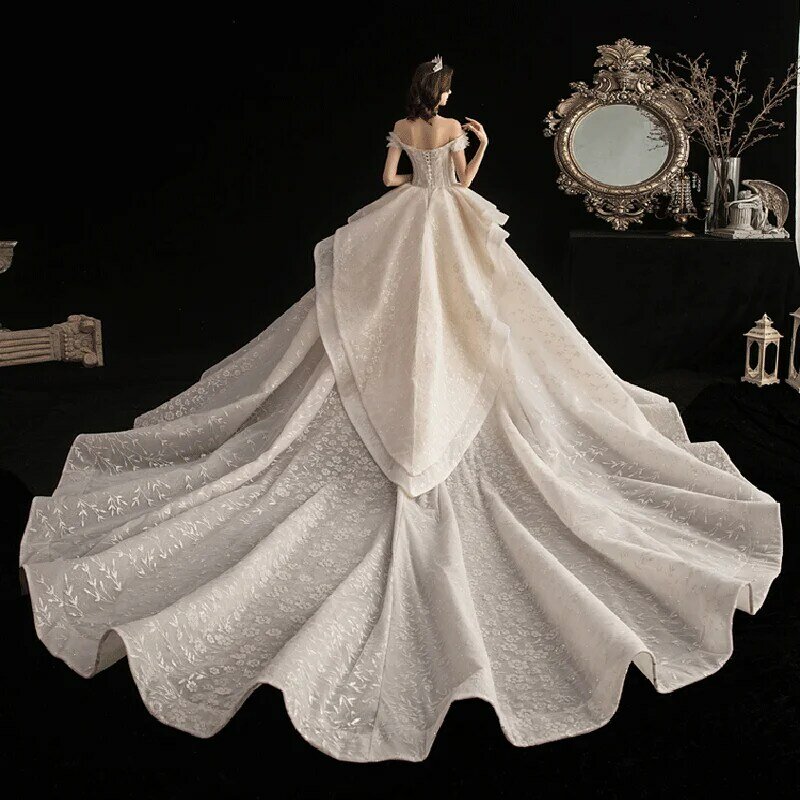 Vestidos De Noiva أنيقة على شكل قلب ملابس للحمل فستان الزفاف يزين العروس فساتين الزفاف موضة الأميرة فستان زفاف