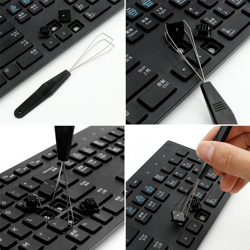 Neue Einfache Design 1Pc Tastatur Schlüssel Keycap Puller Remover Mit Entladen Stahl Reinigung Werkzeug Keycap Starter Tastatur Reinigung Hilfe