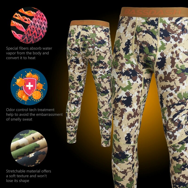 BASSDASH-pantalones térmicos de capa Base para hombre, ropa interior de secado rápido, transpirable y suave, FS20M