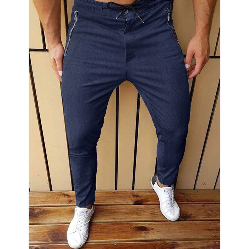 Brand New Spring Fashions Solid Color Casual Pants Men Straight Drawstring High Quality Trousers For Male Formal Business Design