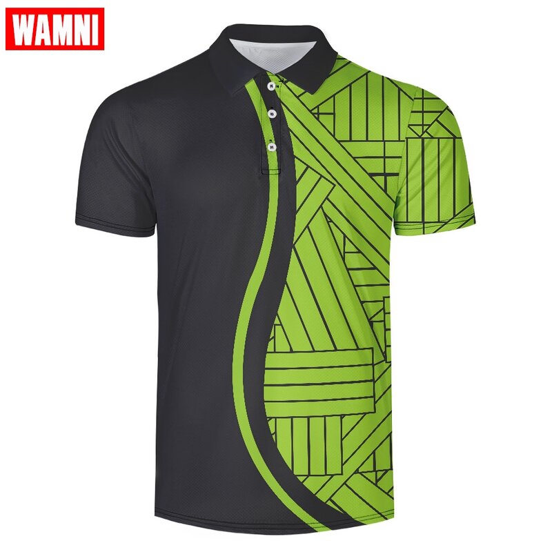 WAMNI marca tenis 3D Polo camisa Casual deporte secado rápido negro Turn-down Collar macho Harajuku Streetwear alta calidad polo