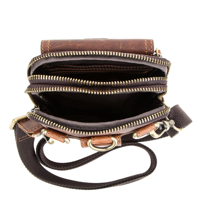 100% Crazy Horse Cow Leather Men Crossbody Bag Vintage Shoulder Bag for Male Multifunctional Phone Bags Quality Bolsa