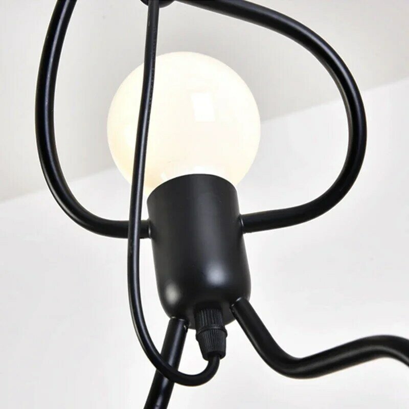 LED Pendant Lights Vintage Iron Little Man Hanging Lamp For Home Living Children's Room Dining Table Decoration Pendant Light