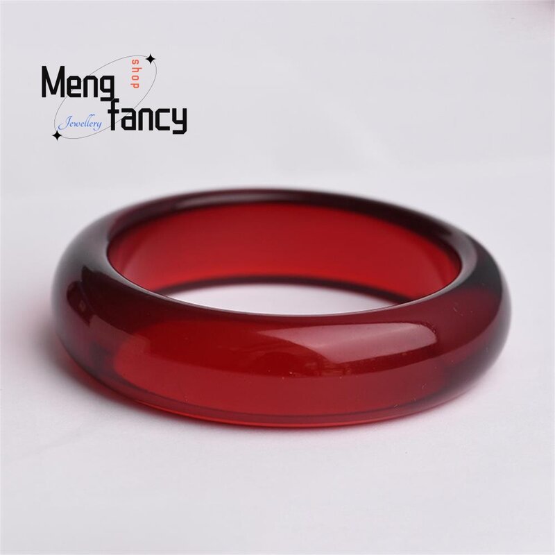 Natural Amber Beeswax Pure Burgundy Wide Bangle Simple Exquisite High-grade Fashion Charms Jewelry Best Selling Holiday Gifts