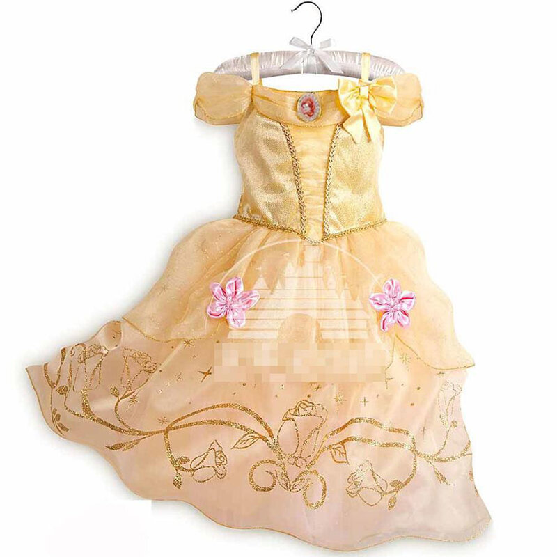 Disney Princess Dress Belle Cinderella Arlo Cosplay Gown Rapunzel Moana Costume Girl Snow White Princess Dress Up Costumes 2-10Y