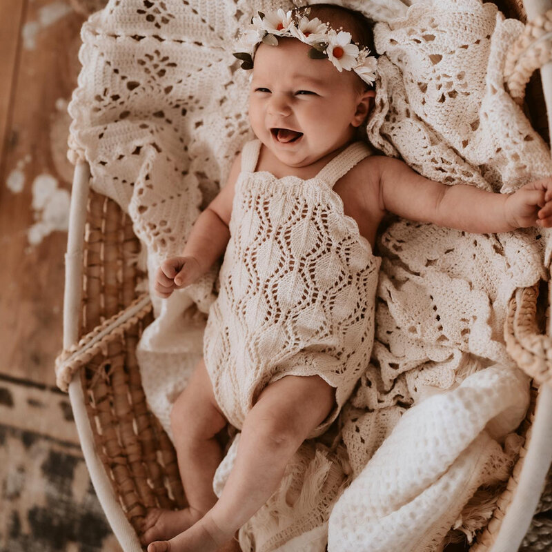 Rekwizyty dla noworodków do fotografii bawełniany materiał wycięta dzianina niemowlęcia dziewczyny kombinezon dziewczyny kombinezon noworodka