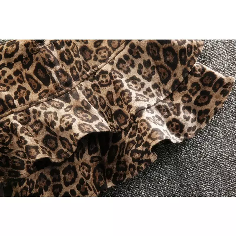 Женская плиссированная мини-юбка с леопардовым принтом, с высокой талией