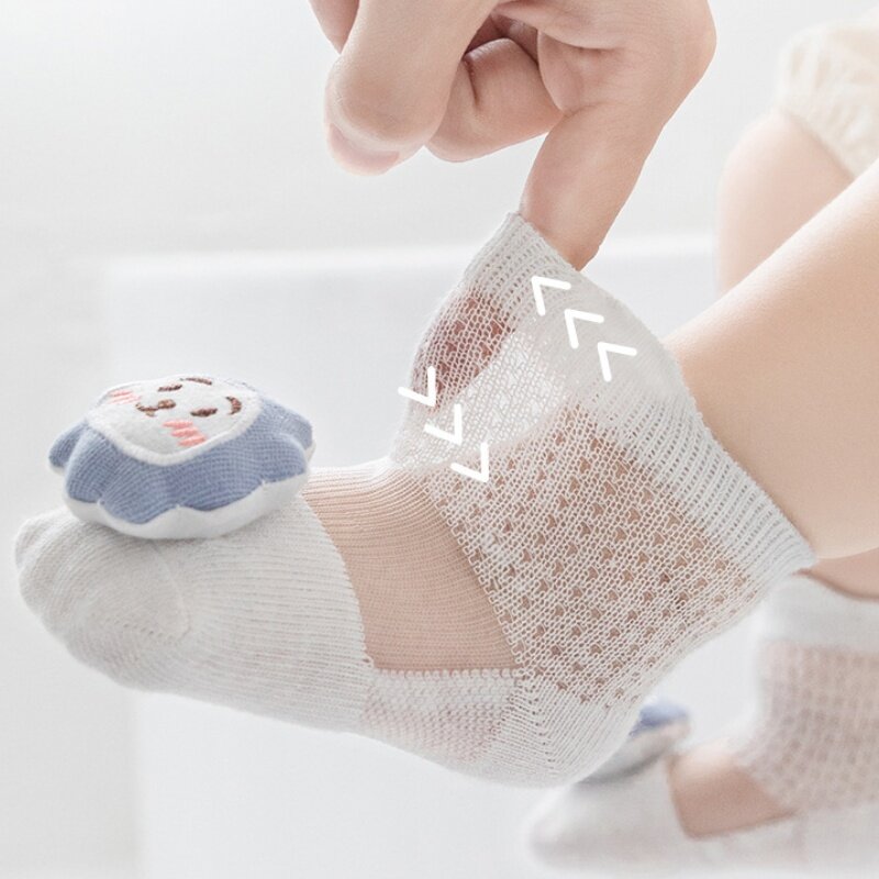 2024 New Baby Socks Summer Mesh Knee Socks Anti-Mosquito Socks Middle Socks Soft Cartoon Cute
