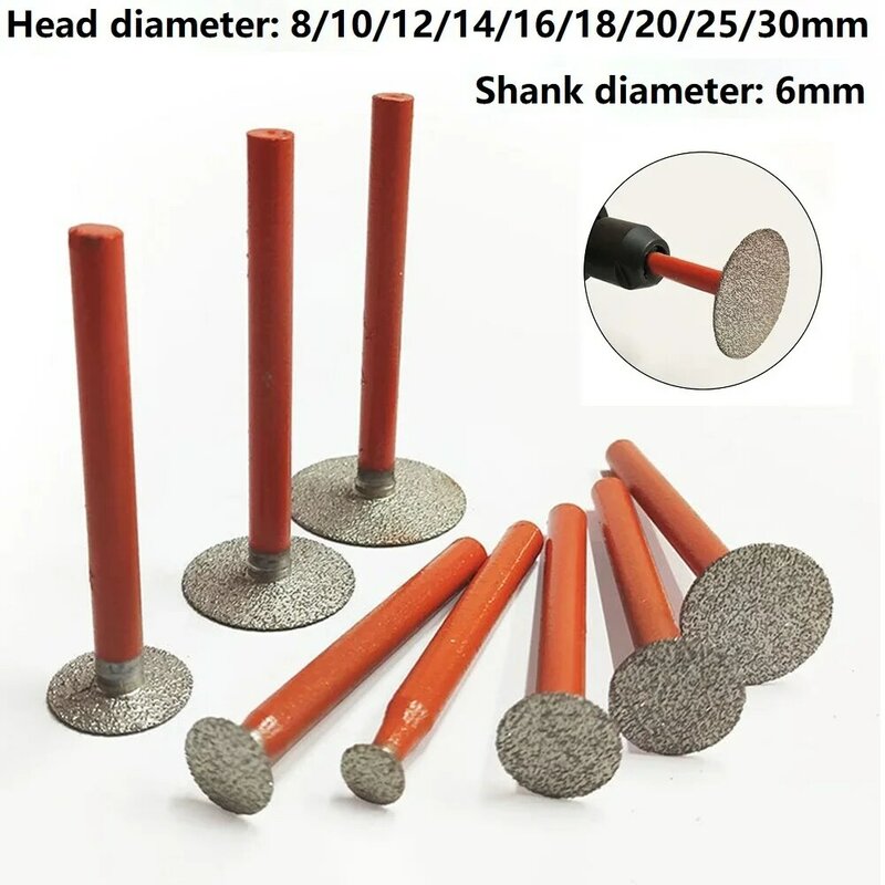 Testa di molatura durevole testa diamantata punte di giada rettifica strumenti di pietra di ricambio accessori da 8-30mm per la molatura
