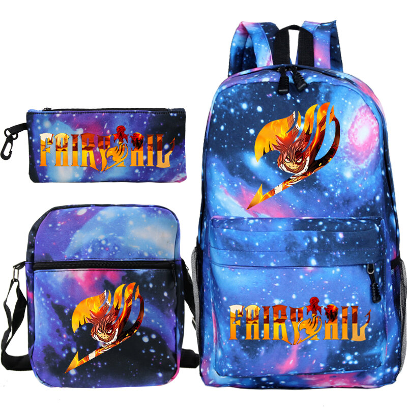 Fairy Tail Backpacks Boys Girls Bookbag Anime 3 PCS/set Mochila Students School Bag Men Women Laptop Bag Teens Daily Rucksack