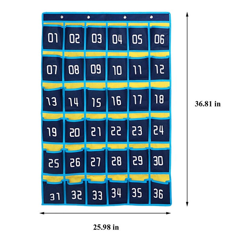 36 tasche numerate grafico cellulare appeso borsa portaoggetti organizzatore appeso per supporti calcolatrice cellulare aula