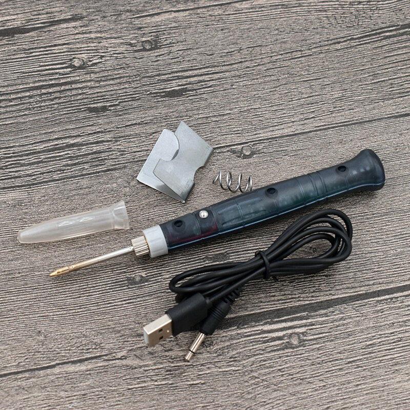 휴대용 미니 납땜 다리미 전기 USB 납땜 다리미, 450 °C 온도 25 초 자동 수면 납땜 키트, 주석 와이어 포함