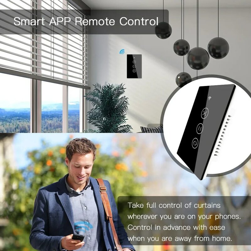 Умные сенсорные роликовые шторы Moes WiFi RF433, выключатель с дистанционным управлением через приложение Tuya Smart Life, работает с Alexa Google Home US