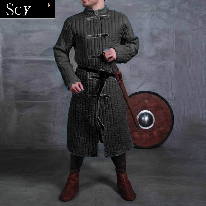 Men's Vintage Medieval Role Playing Jacket Halloween Steampunk Costume Uniform No Belt