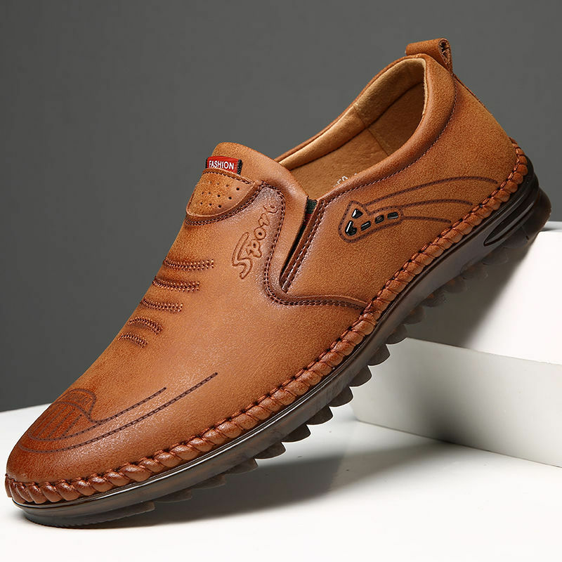 Бесплатная доставка, новинка 2023, дышащая мужская обувь с отверстиями, мужская деловая обувь для отдыха с ручной строчкой