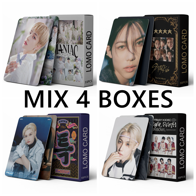 Mix 4 Boxes Kpop Group Photocard Hyunjin Felix Bangchan New Album Lomo Cards Photo Print Cards Set Fans Collection