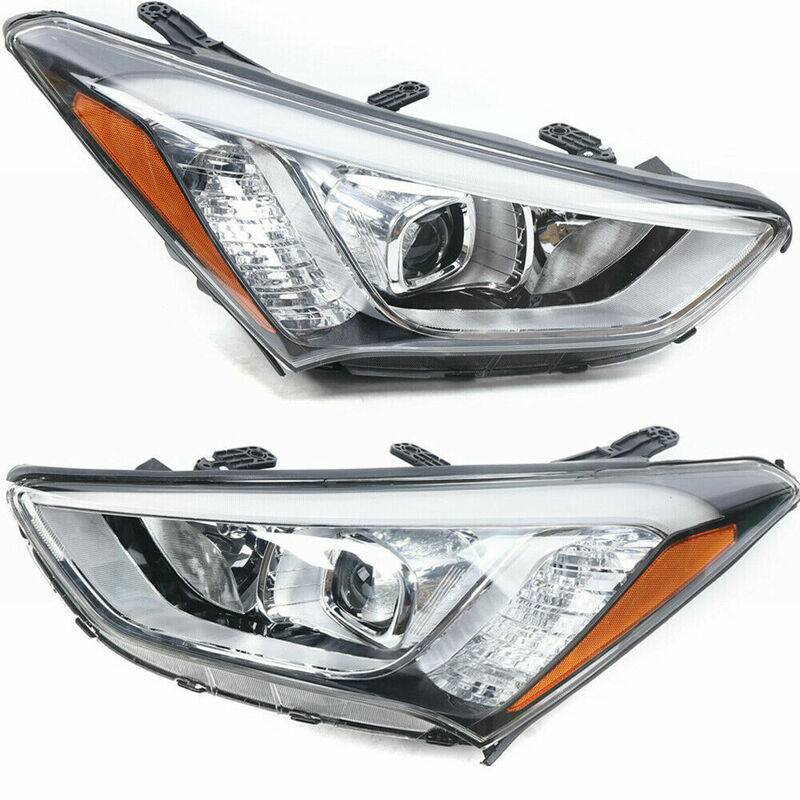 Halogen Lens Headlights For 2013-2016 Hyundai Santa Fe Sport Headlamps Left / Right