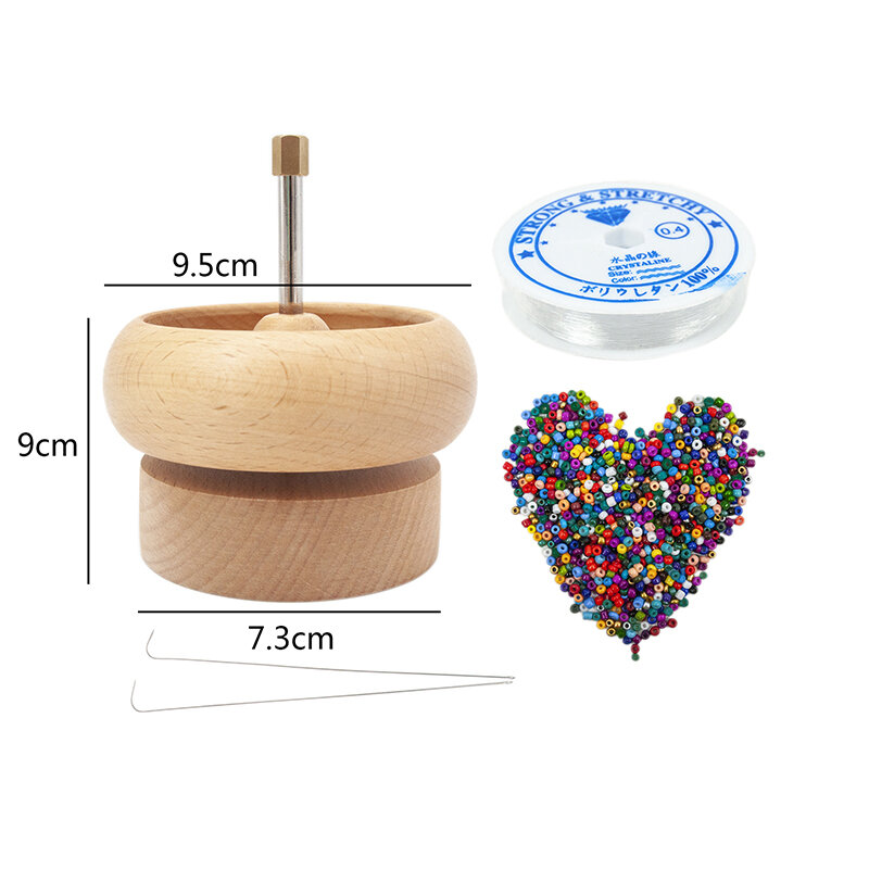 1 Set Manual Wood Bead Spinner String Seed Beads Quickly Tools Wooden Crafts Bead String Loader Durable Portable Jewelry Making