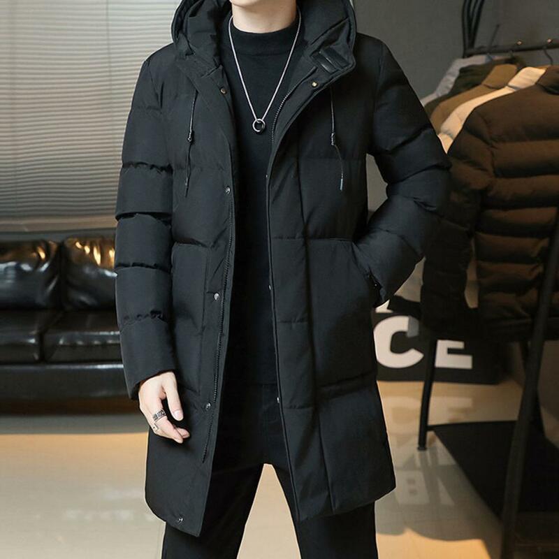 Теплое хлопковое пальто с капюшоном, ветрозащитное зимнее пальто с капюшоном и карманами, легкая, устойчивая к холоду мужская верхняя одежда для улицы
