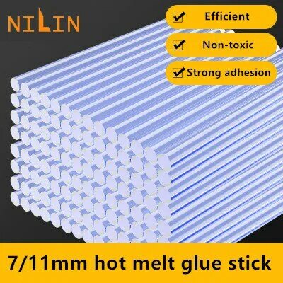 NILIN-Transparente Hot-Melt Gun Glue Sticks, Reparação de Pistola de Calor, Alloy Gun Adhesive Acessórios, 7mm, 11mm, 10-50Pcs por lote