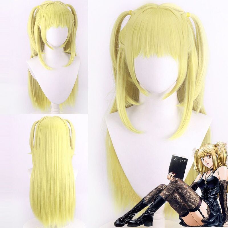 cos anime wig cosplay golden twin tails Long Synthetic Wigs Hair