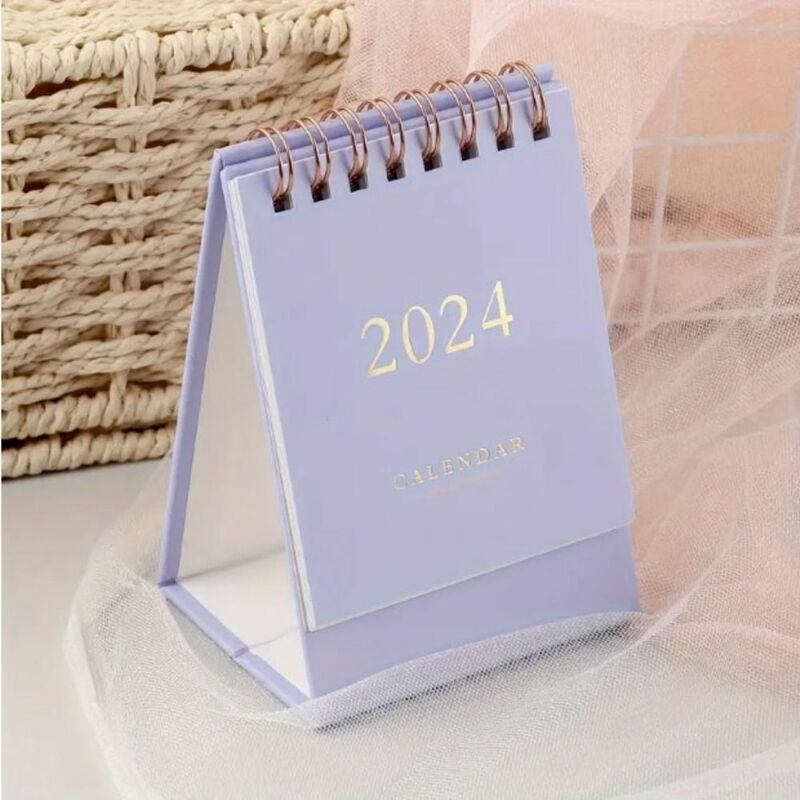 Planowanie Mini kalendarz biurkowy kreatywny Mini papier 2024 kalendarz minimalizm stojący z klapką kalendarz biuro szkolne