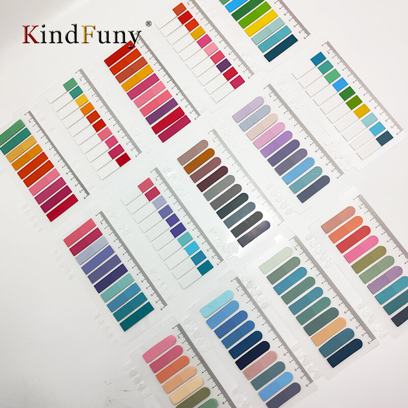 KindFuny-12 paquetes de notas adhesivas de Color caramelo, pegatina de pasta colorida, etiqueta de almohadilla de notas, marcador de bricolaje, banderas de índice, tira de pestañas, novedad