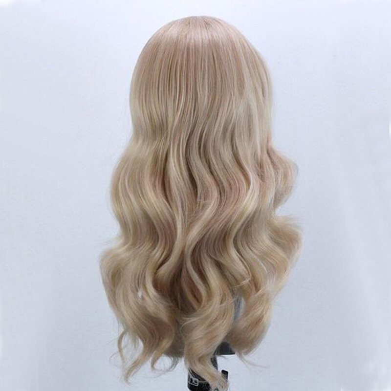 Długie faliste blond syntetyczna koronka peruka Front dla kobiet Gloden blond Drag Queen peruka