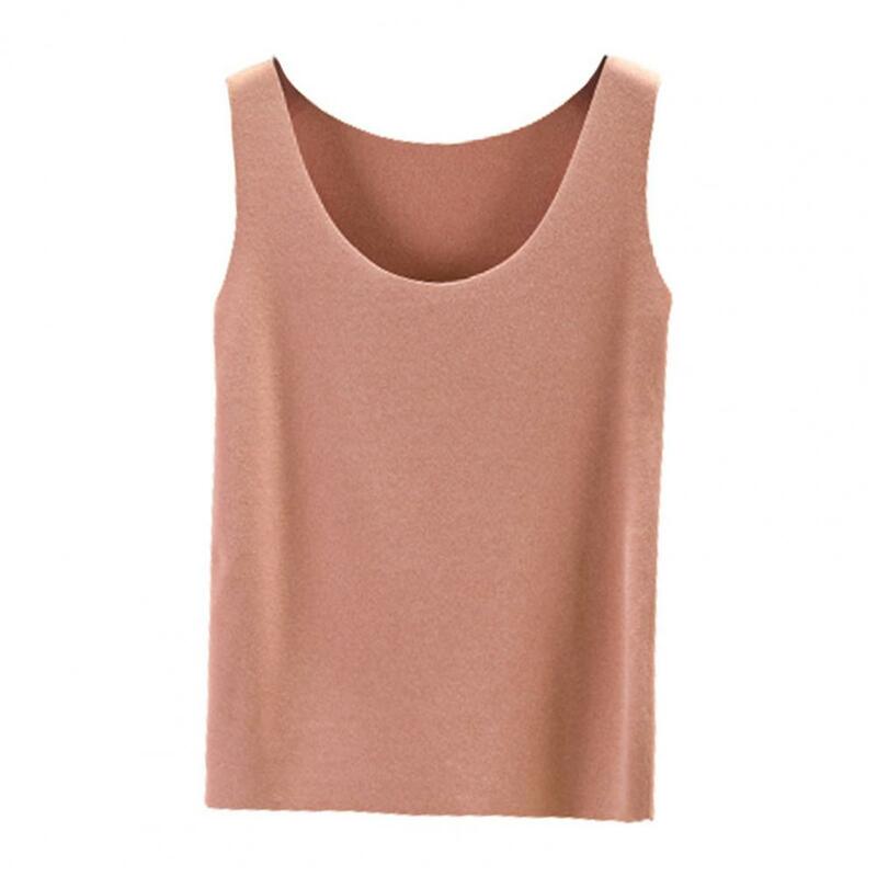 Nude Feel Heating Top Double-sided Thick Plush Women's Vest Soft Warm Sleeveless Tank Top for Winter Elastic Inner Wear